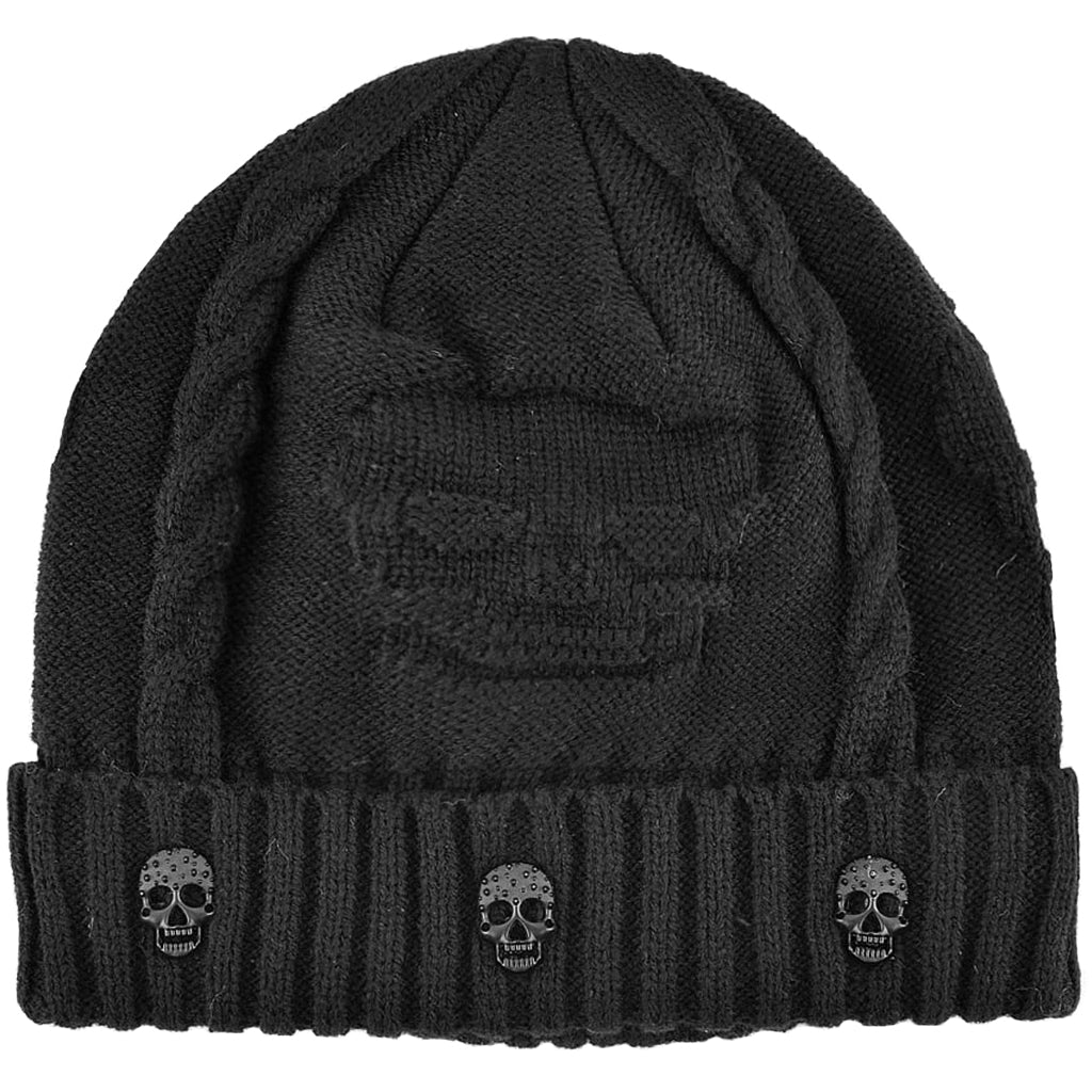 Ribbstickad Dödskalle Mössa