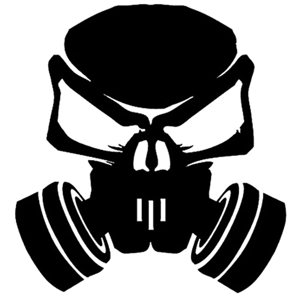 Klistermärke Dödskalle Gasmask
