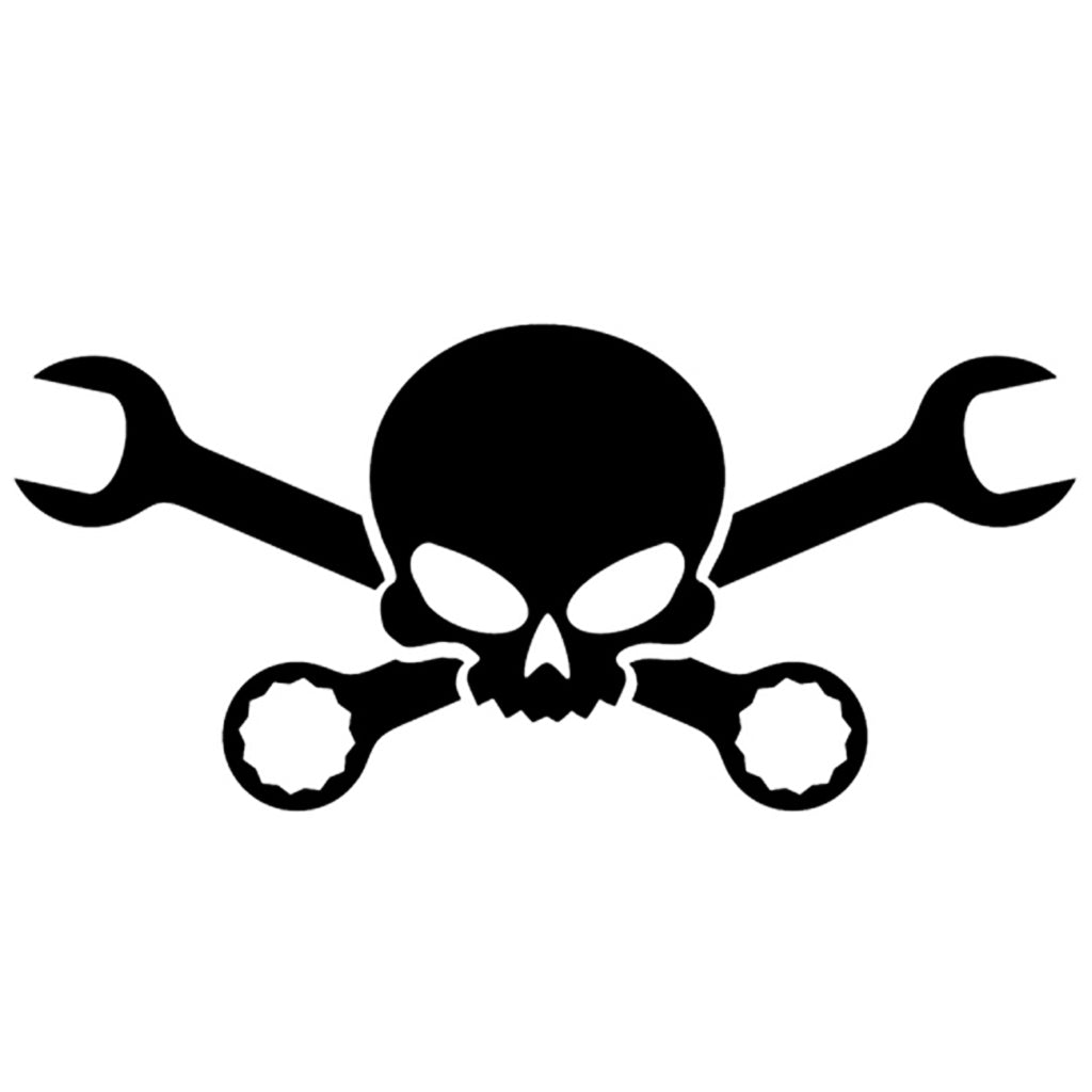 Klistermärke Dödskalle Skiftnycklar Kors