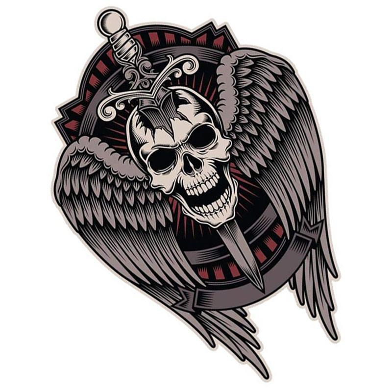 Sticker Dödskalle Med Vingar