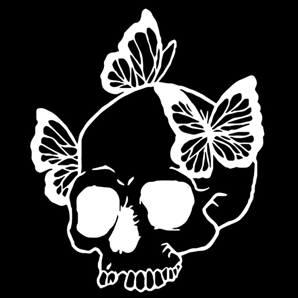 Sticker Dödskalle Med Fjärilar