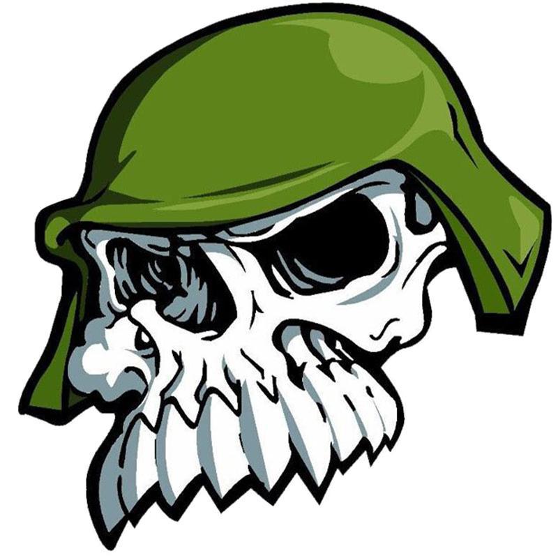 Klistermärke Dödskalle Med Hjälm