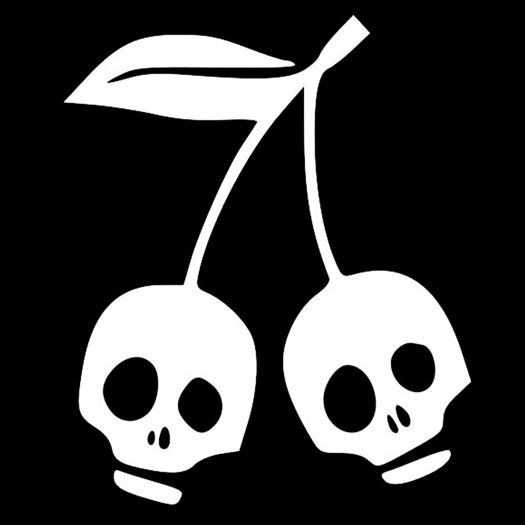 Klistermärke Körsbär Dödskallar