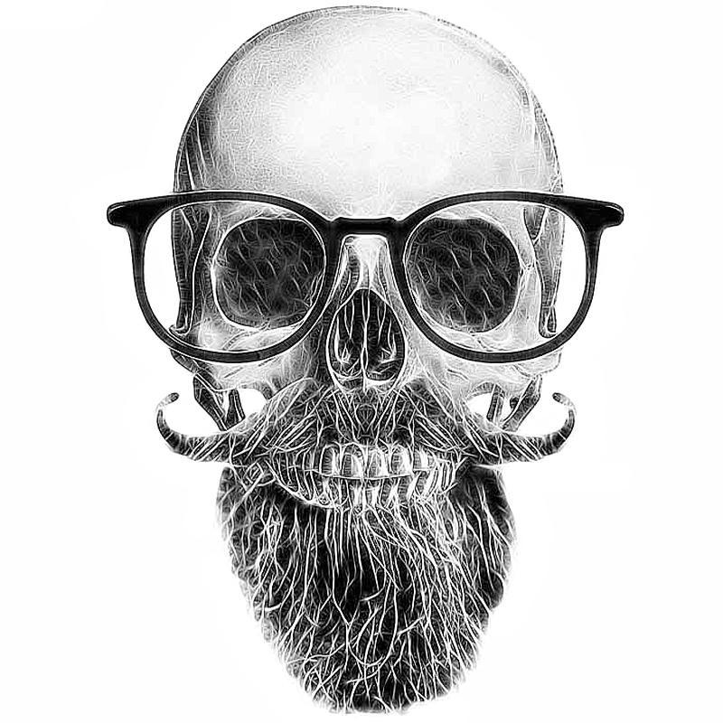 Klistermärke Dödskalle Med Mustasch