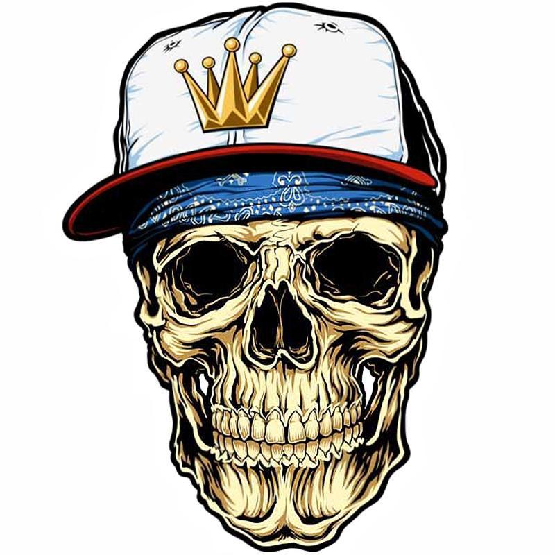 Sticker Dödskalle Med Keps