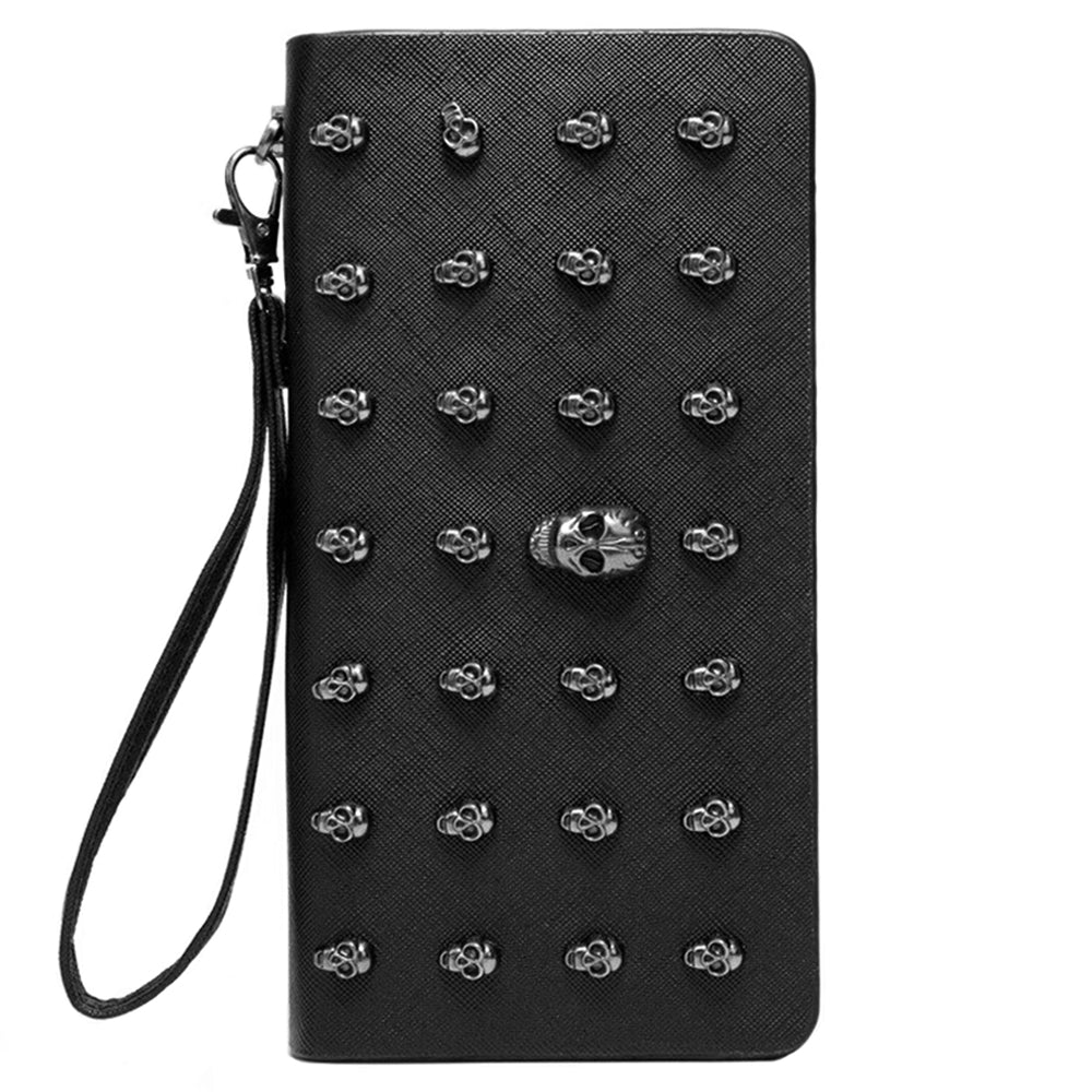 Dödskalle Plånbok Svart Läder Dam