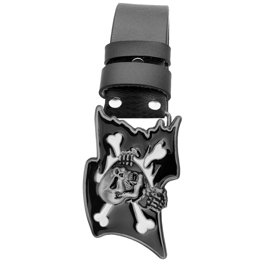 Svart Jolly Roger Bälte Äkta Läder