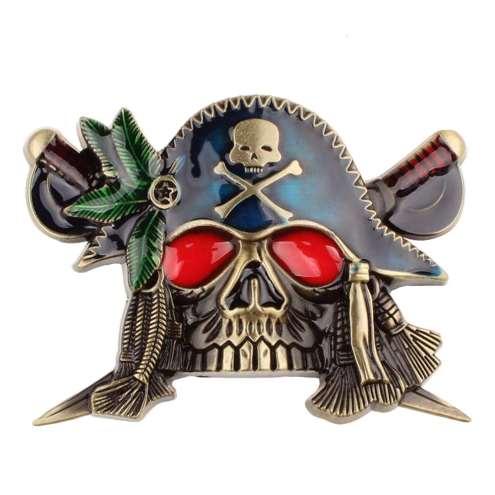 Svart Läderbälte Pirat Dödskalle