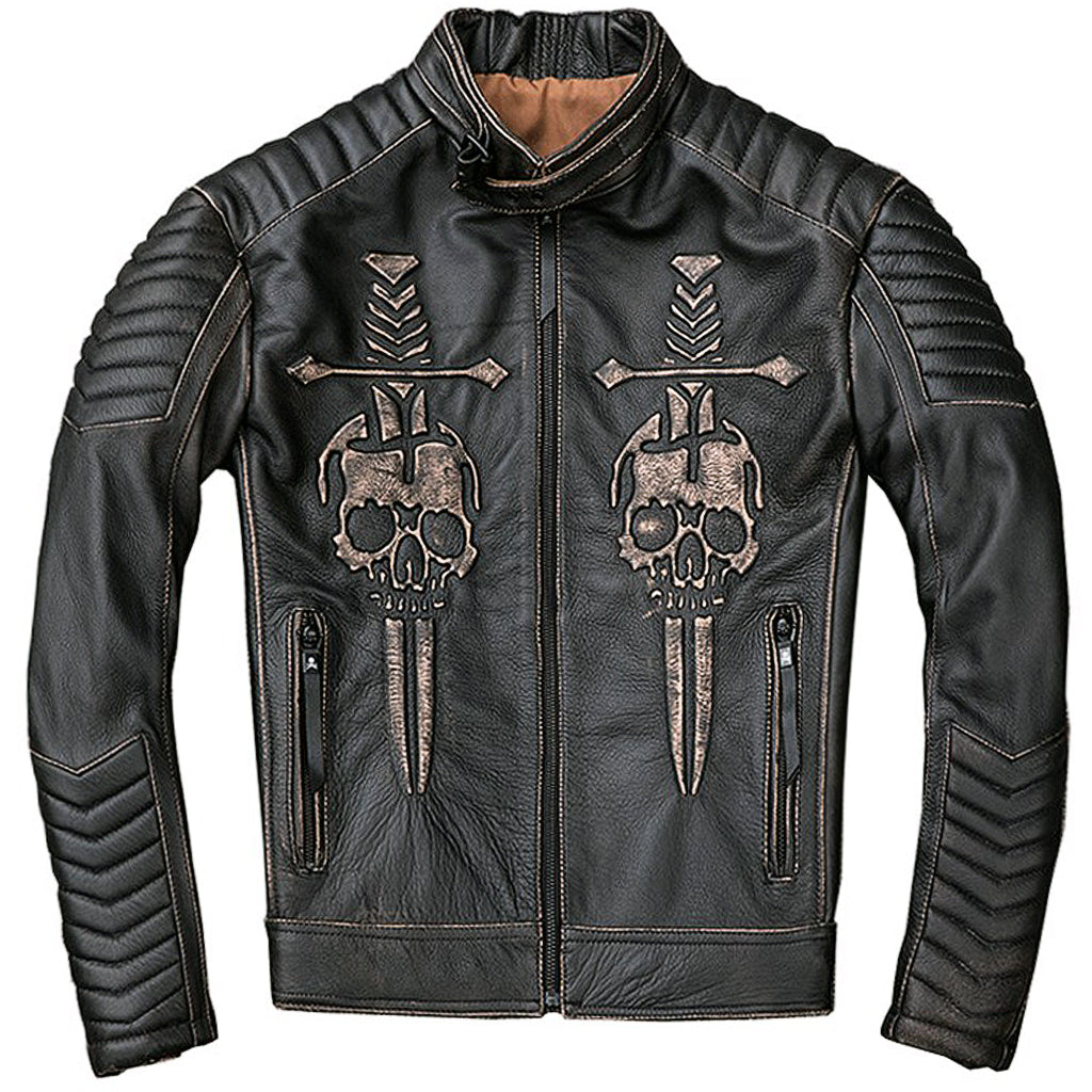Biker Läderjacka Med Dödskalle