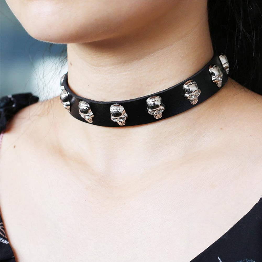 Dödskalle Choker Halsband Dam