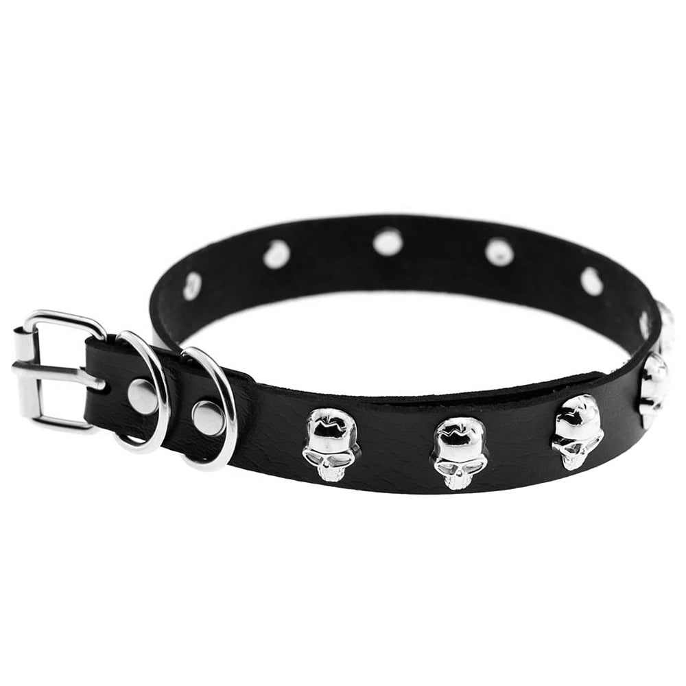 Svart Dödskalle Choker Halsband