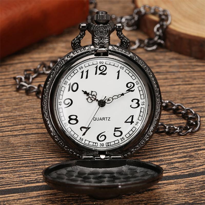 Svart Dödskalle Fickur Med Kedja