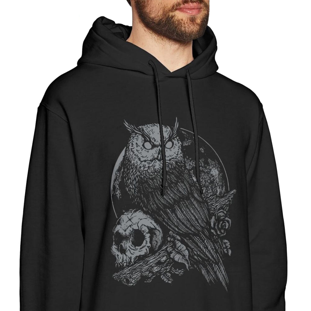 Svart Dödskalle Huvtröja Med Uggla