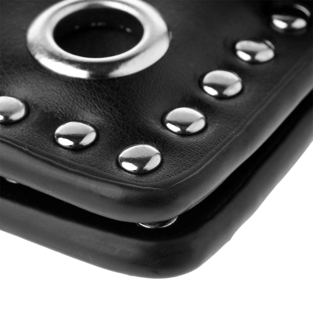 Svart Läderplånbok Med Dödskallar