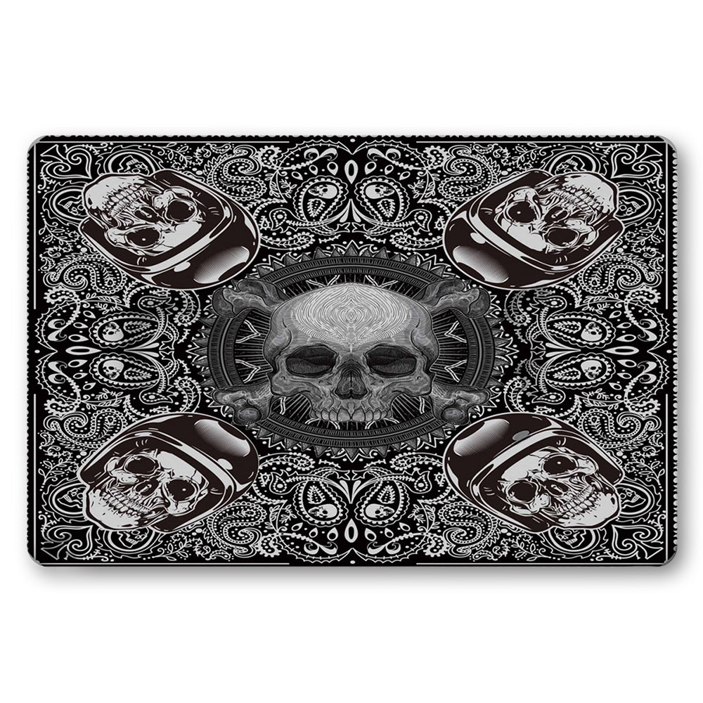 Svart Dörrmatta Med Dödskallar