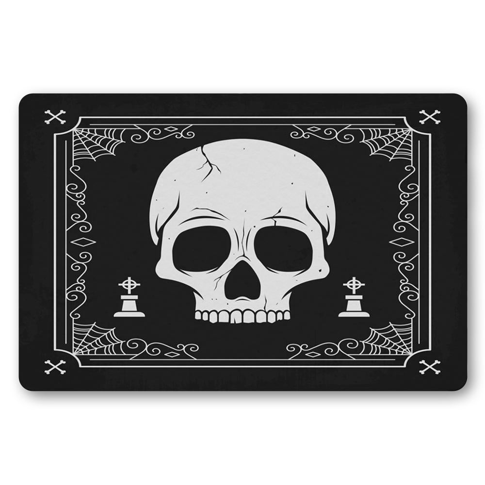 Svart Dörrmatta Med Dödskalle