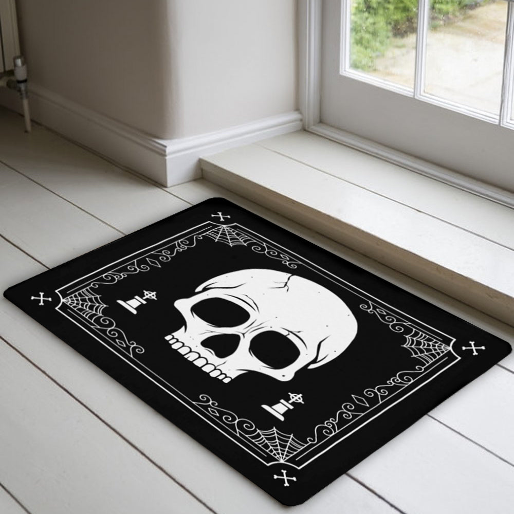 Svart Entrématta Med Mänsklig Dödskalle