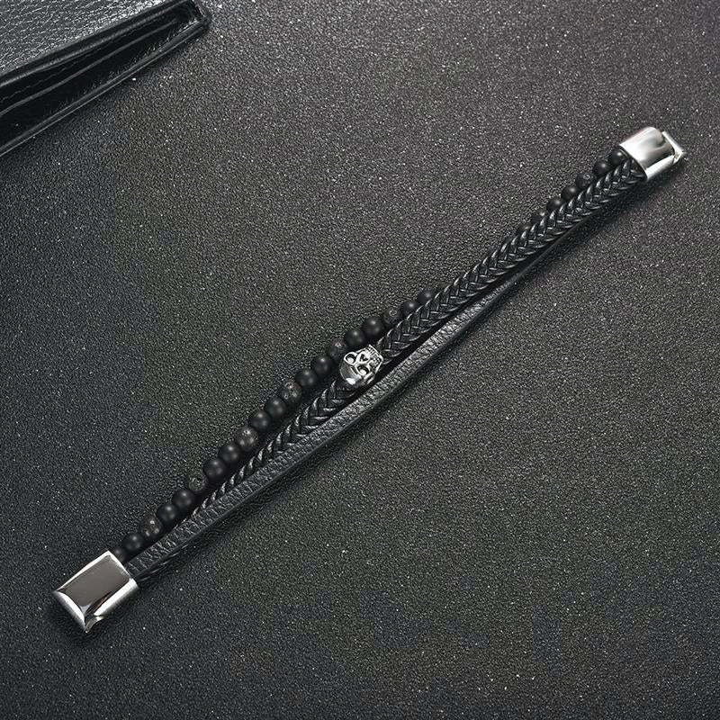 Armband Läder Dödskalle