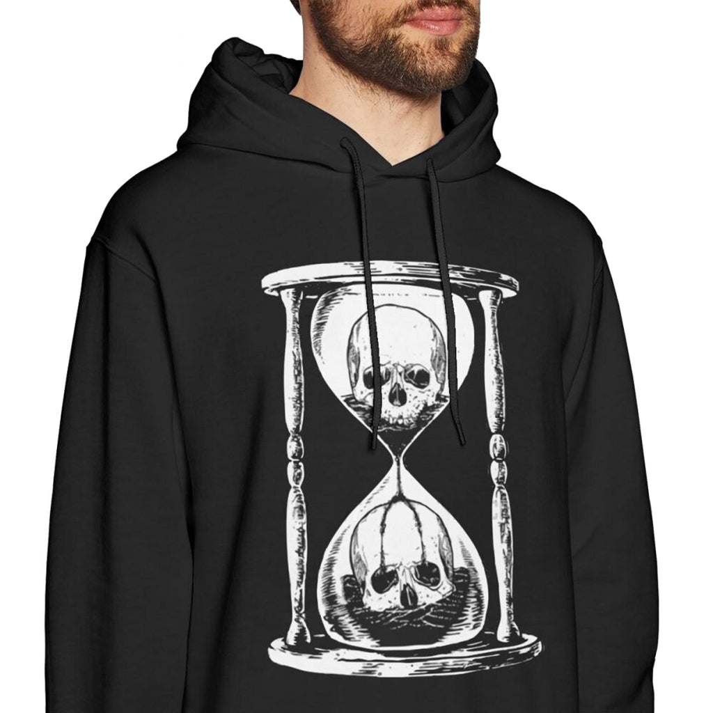 Svart Hoodie Med Dödskalle Timglas