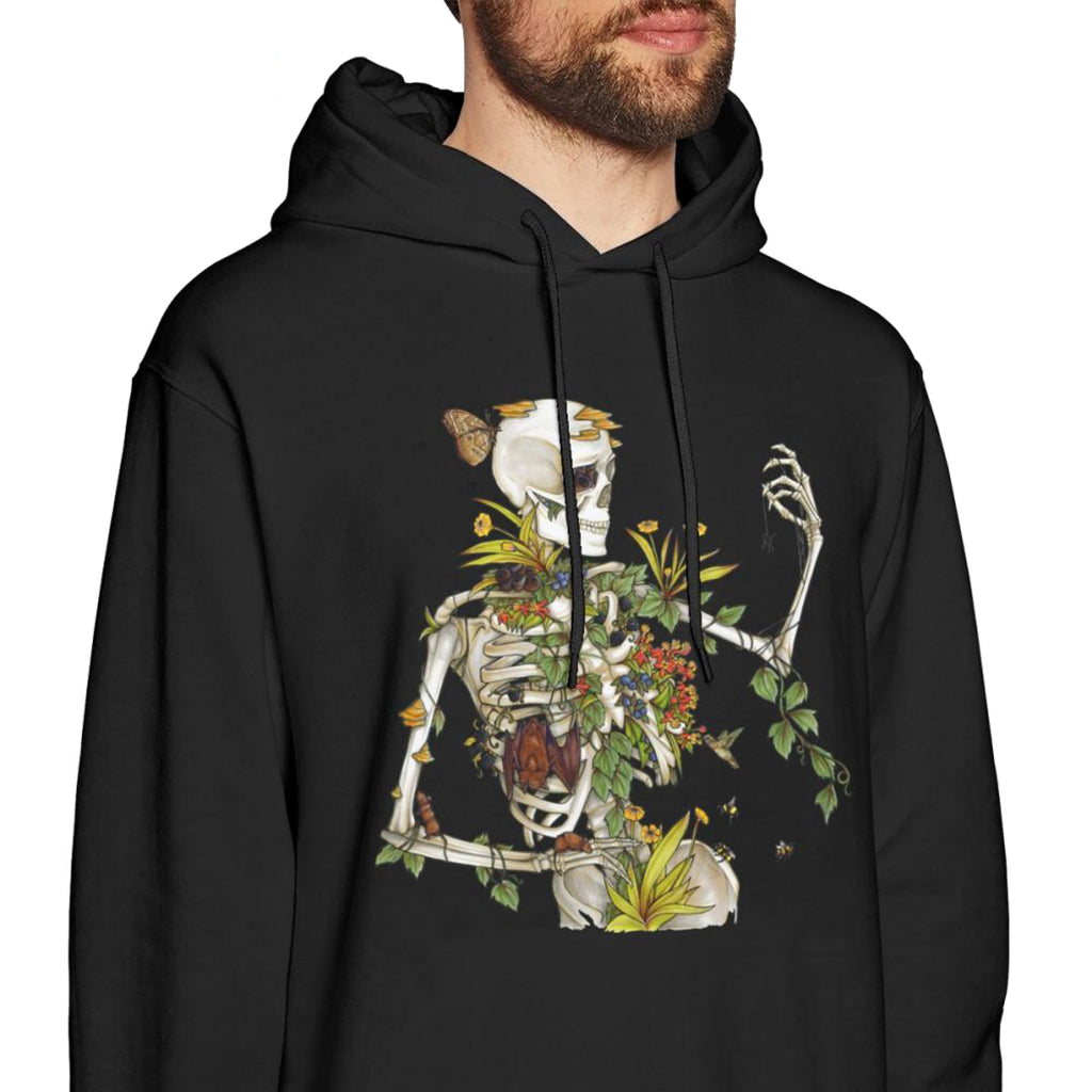 Svart Herrtröja Skelett Med Blommor