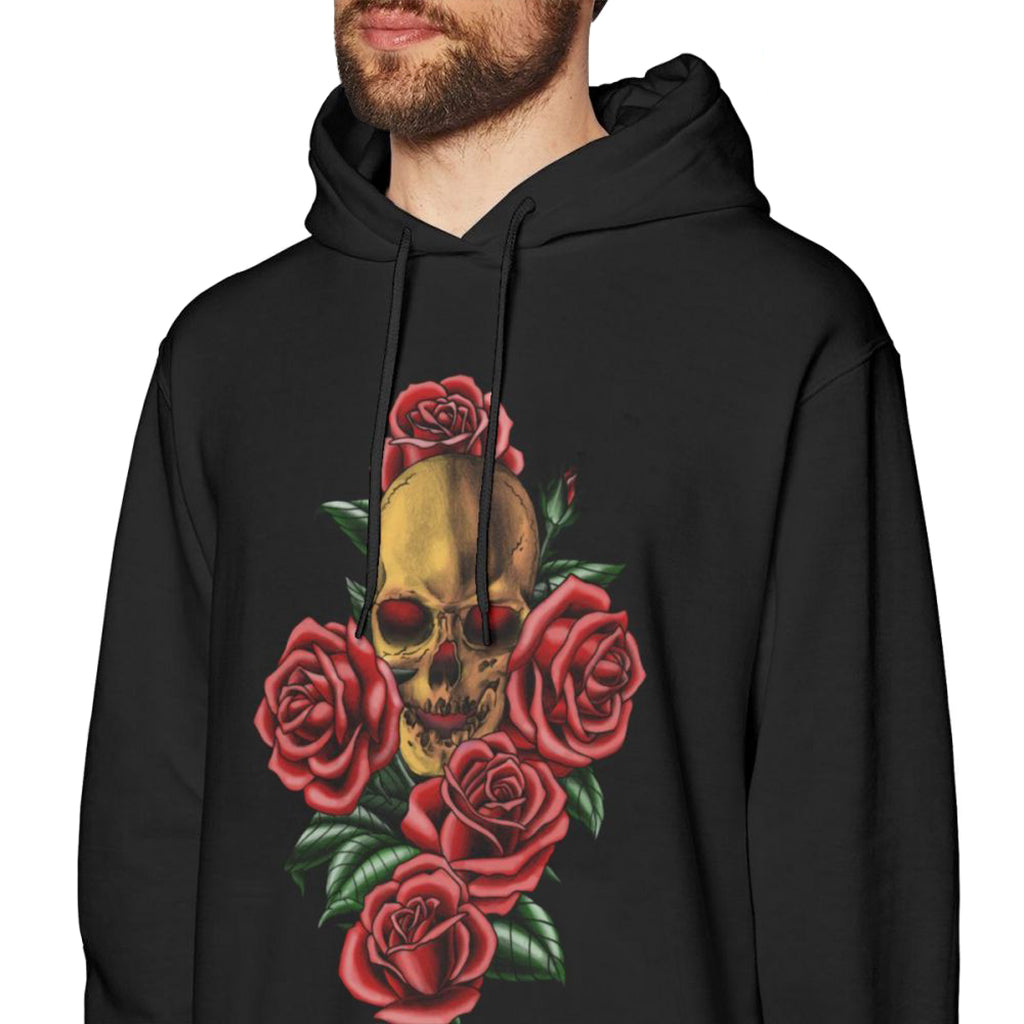 Svart Huvtröja Dödskalle Och Rosor