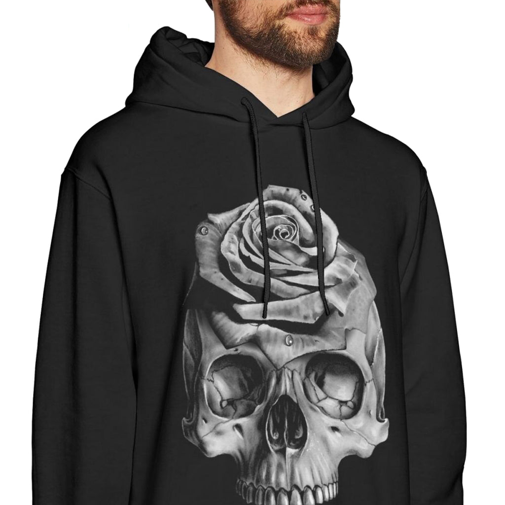 Svart Hoodie Dödskalle Ros