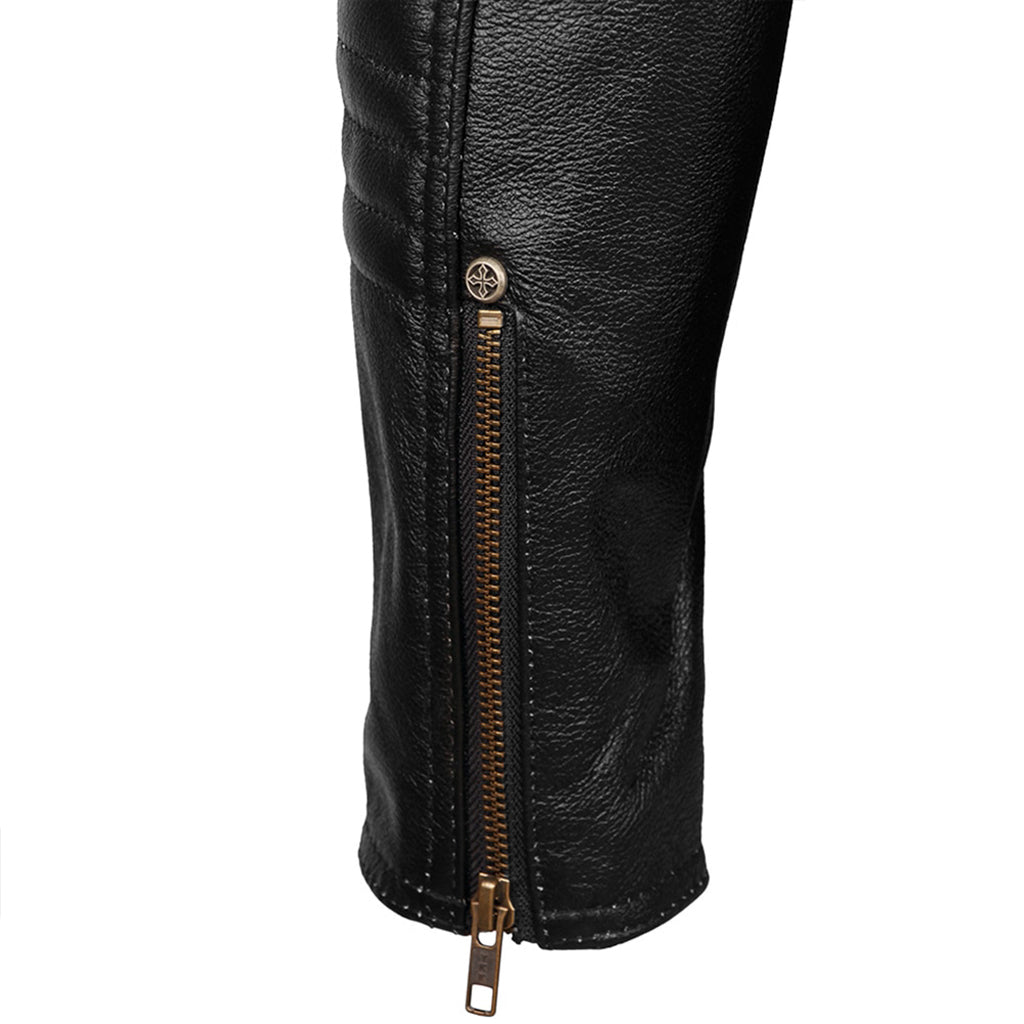 Svart Jacka Läder Med Dödskallar