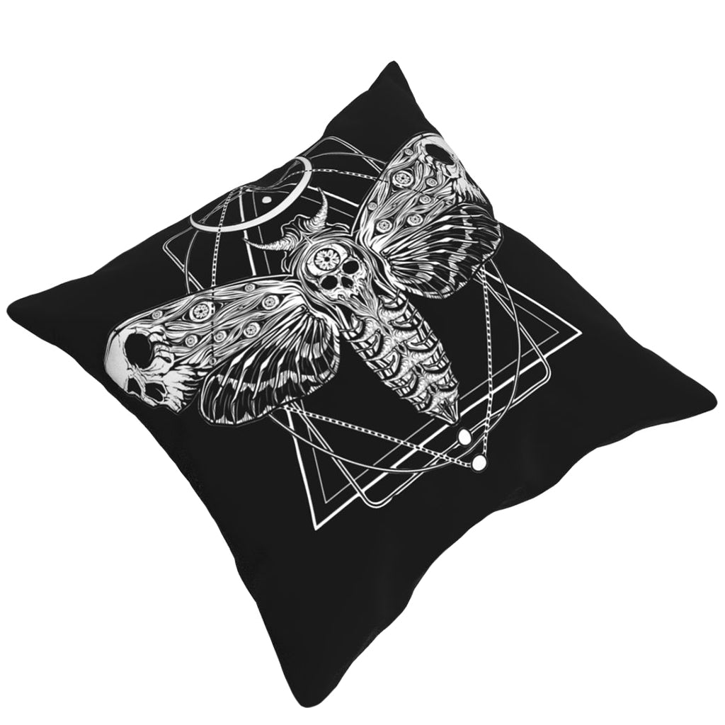 Svart Kudde Med Dödskalle Fjäril