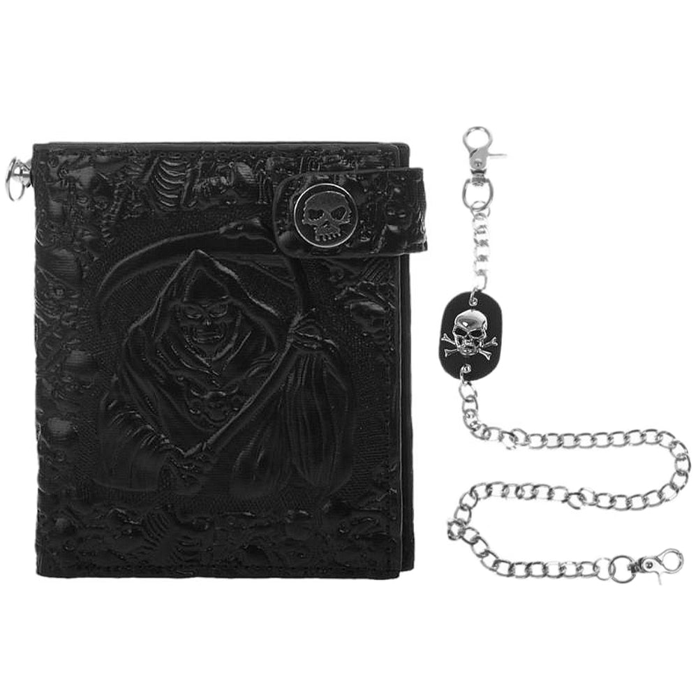 Svart Läder Plånbok Grim Reaper