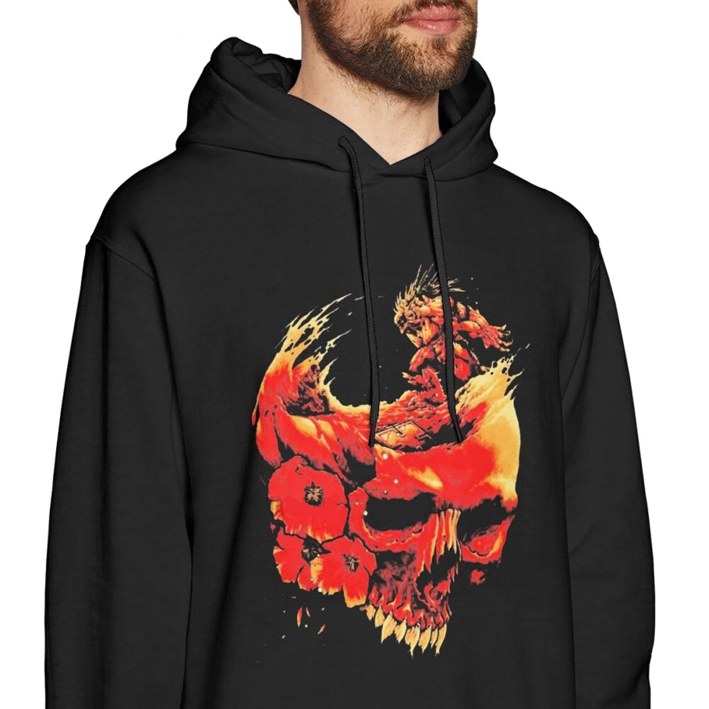 Svart Hoodie Röd Dödskalle