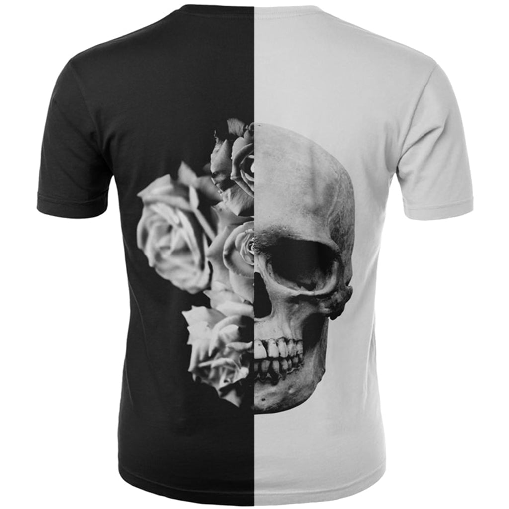 Svart Och Vit Dödskalle T-Shirt