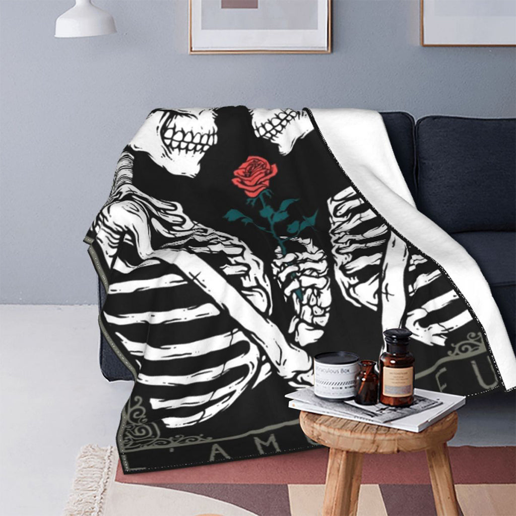 Svart Pläd Med Skelett