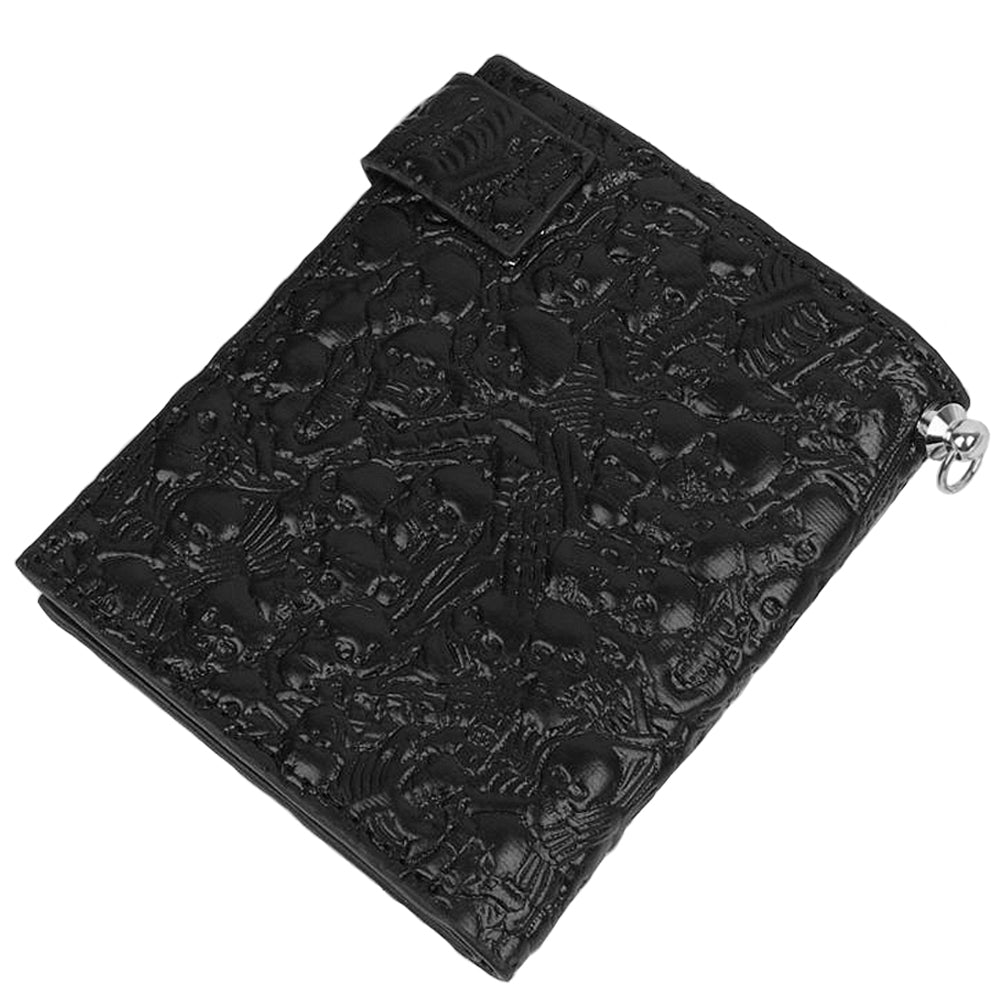 Svart Läder Plånbok Med Dödskallar