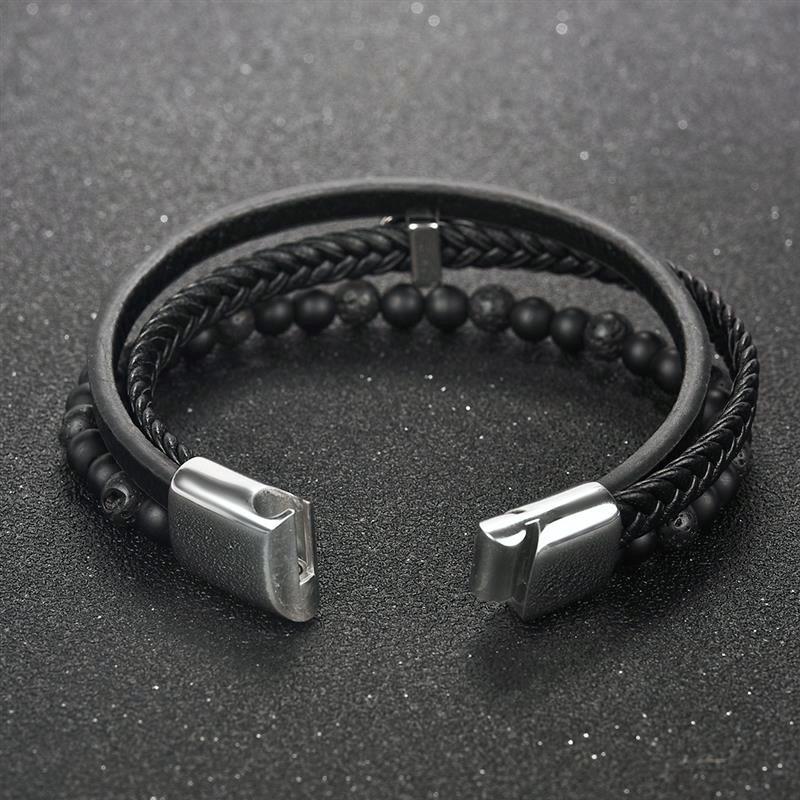 Svart Läderarmband Skull