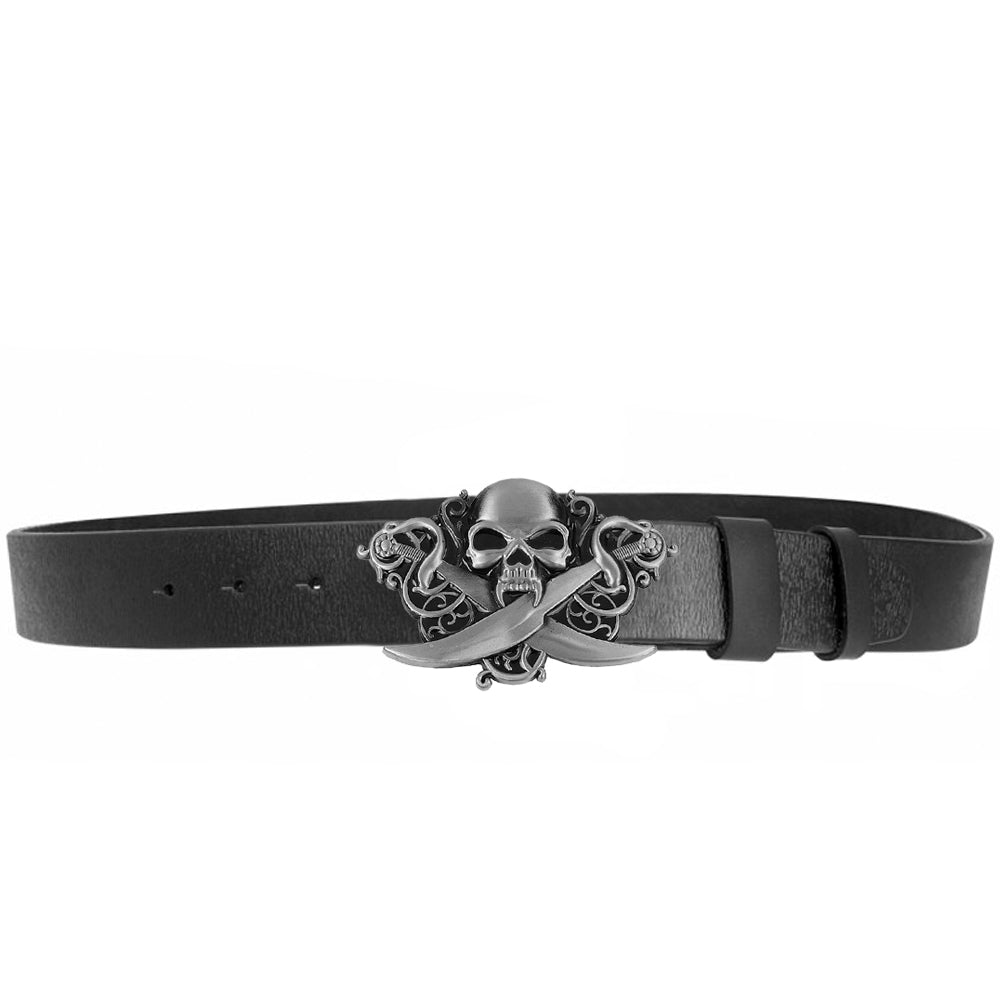 Svart Skärp Dödskalle Med Svärd