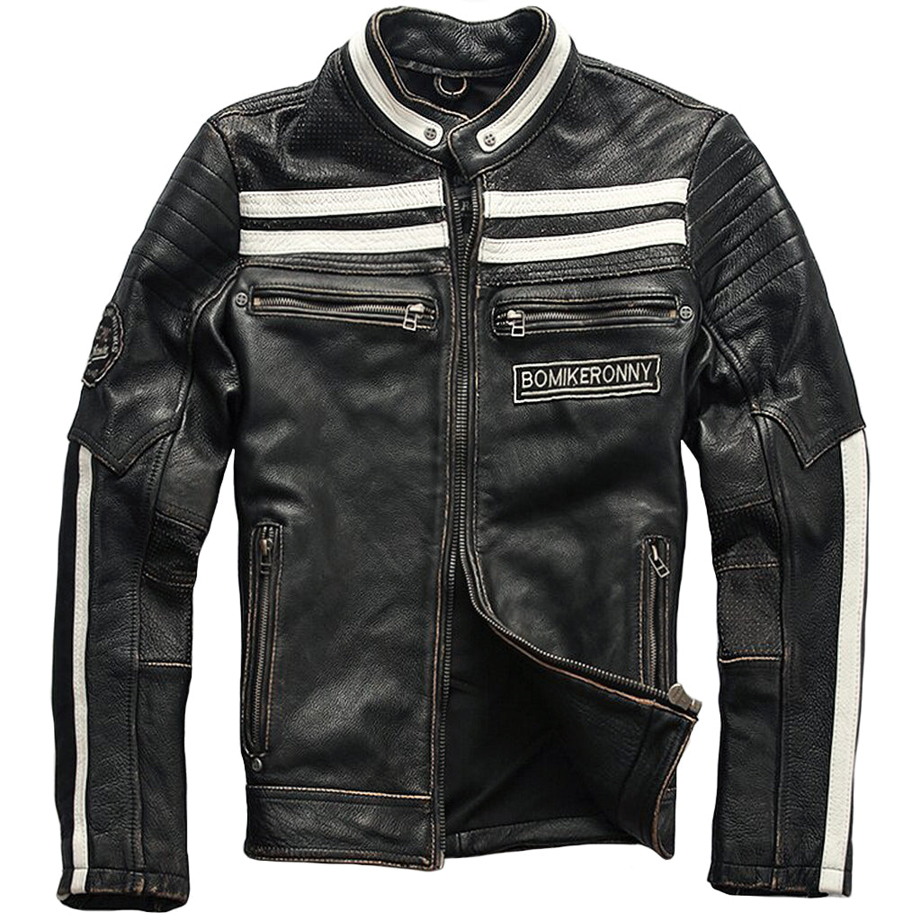 Svart Retro Skinnjacka Med Dödskalle