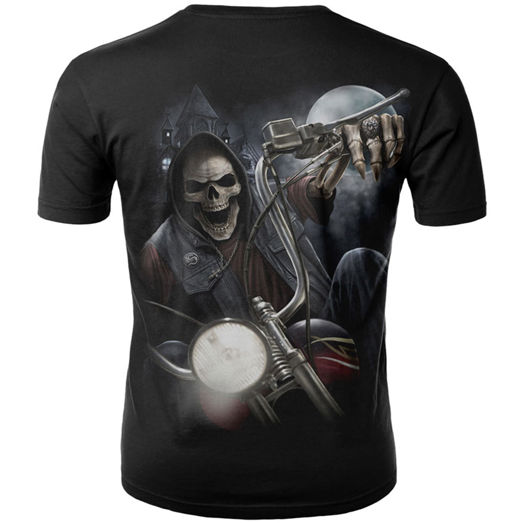 Svart T-Shirt Biker Dödskalle
