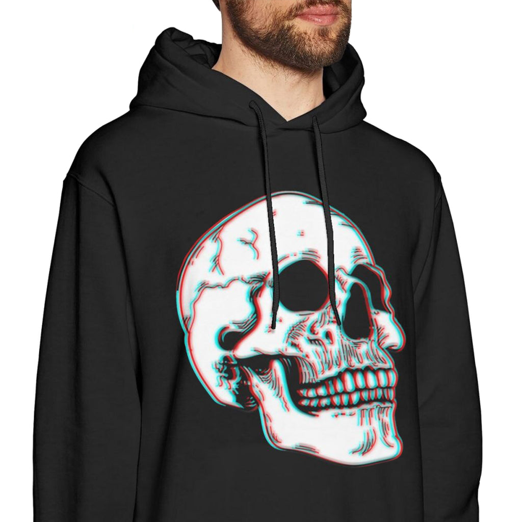 Svart Hoodie Tredimensionell Dödskalle