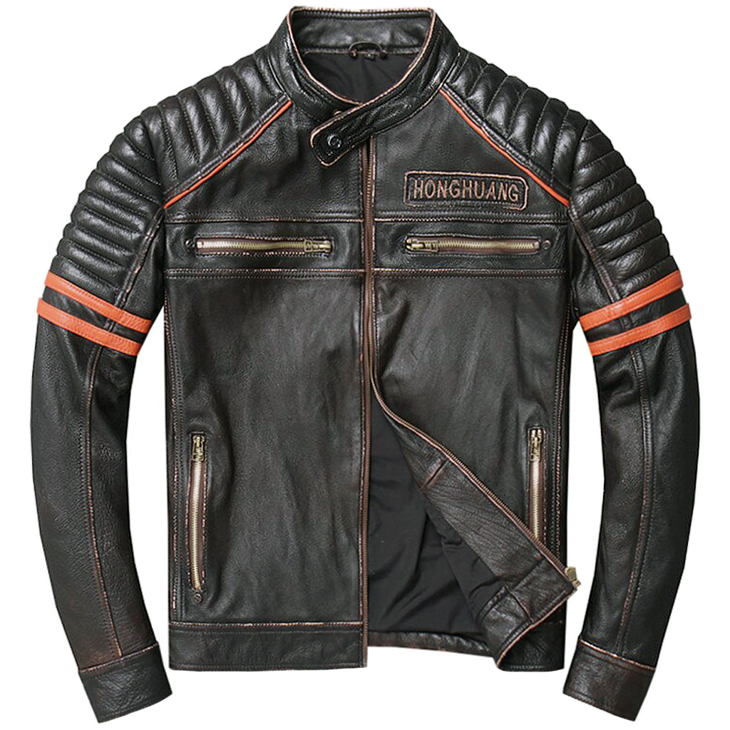 Svart Vintage Skinnjacka Med Dödskalle