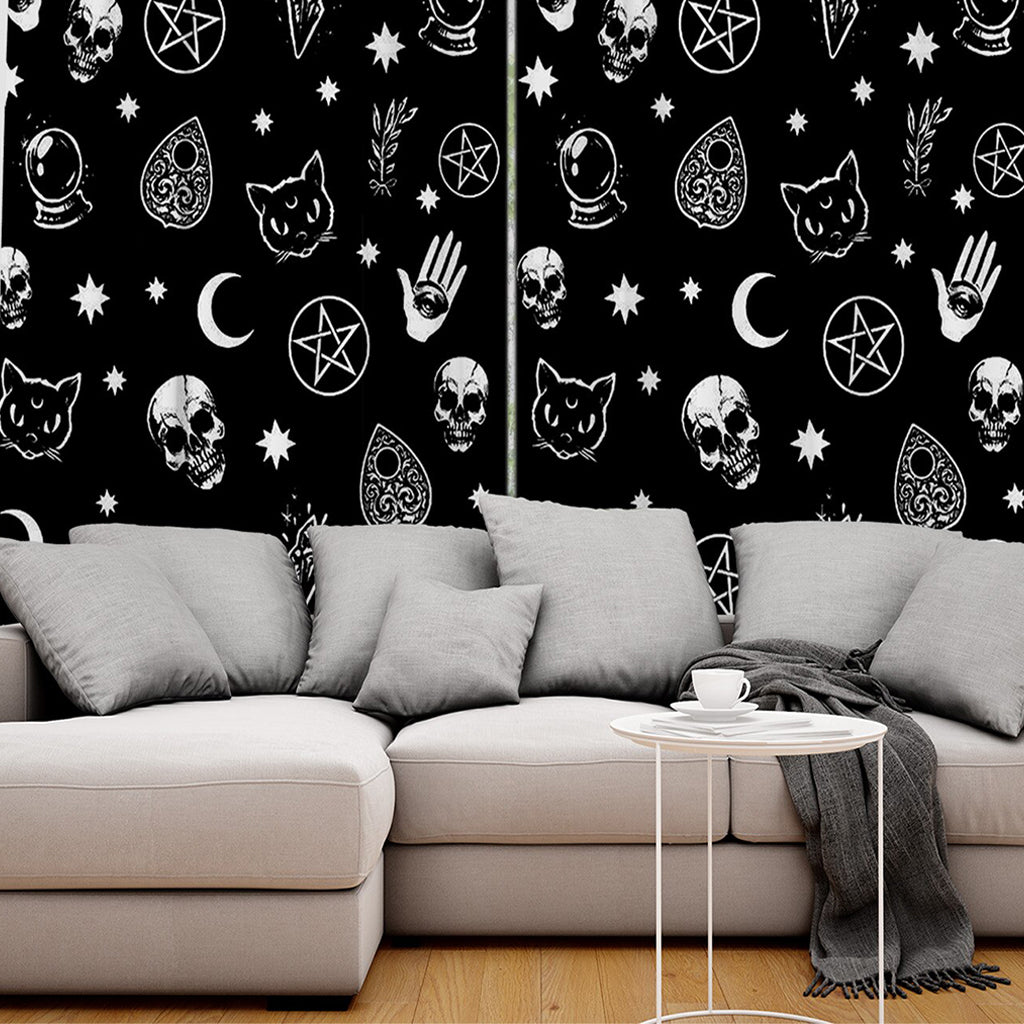 Svarta Gardinlängder Vita Kranium