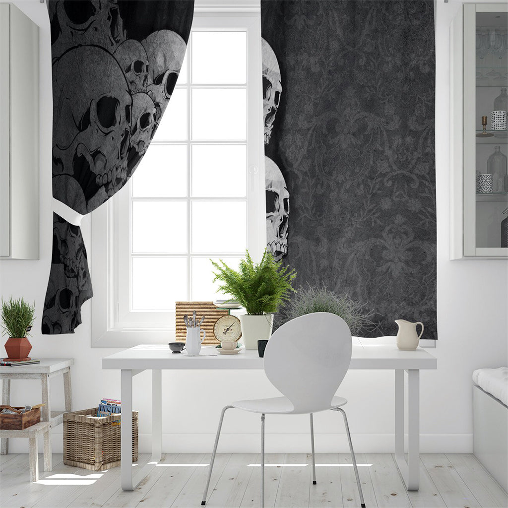 Svarta Gardinlängder Med Vita Dödskallar