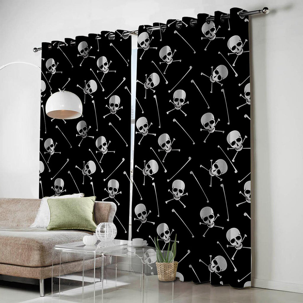 Svarta Gardiner Med Vita Pirat Dödskallar