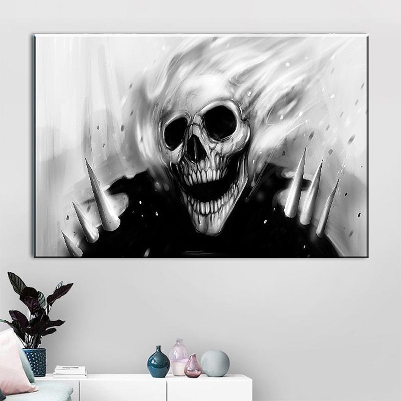 Svartvit Dödskalle Tavla