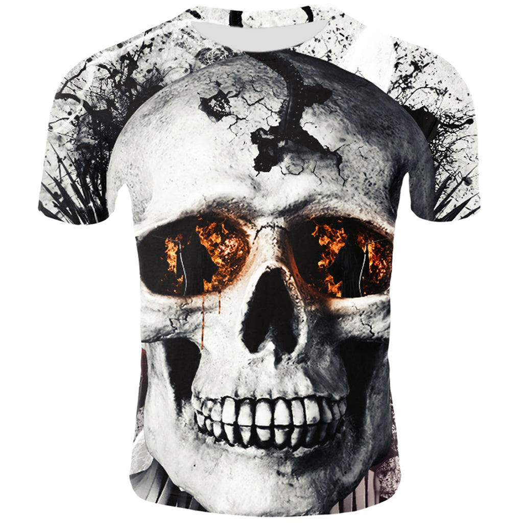T-Shirt Dödskalle Eldsflammor