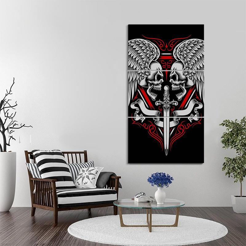 Dödskalle Canvastavla Svärd
