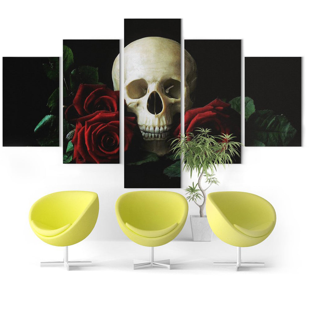Dödskalle Tavla Rosor