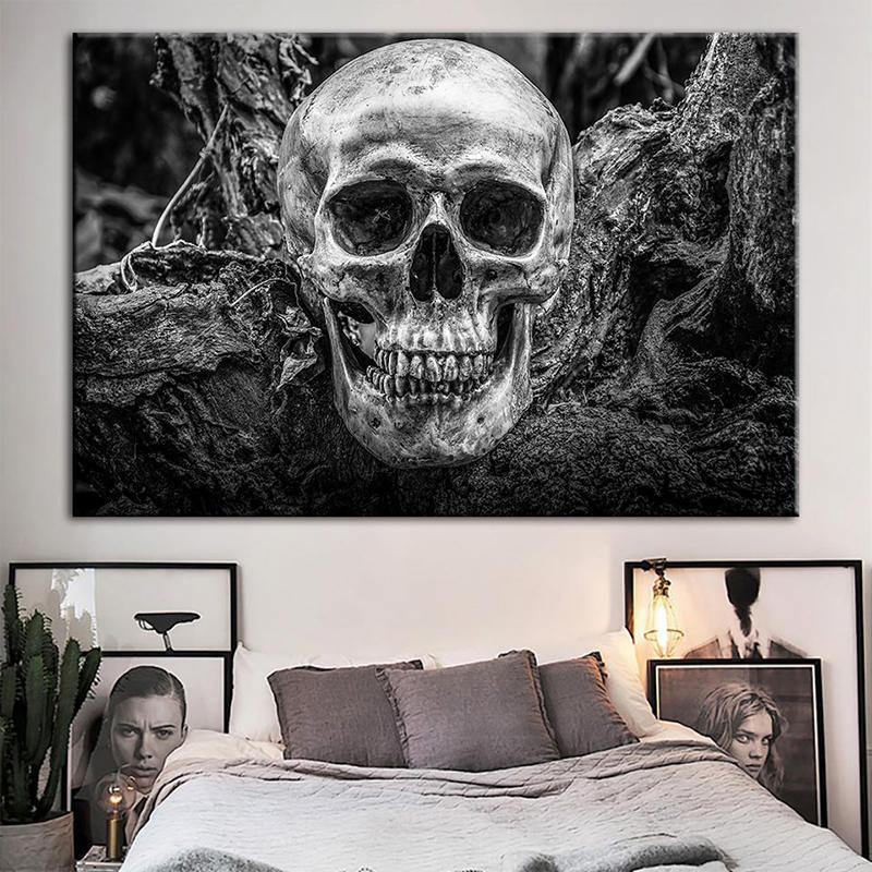 Svartvit Dödskalle Tavla