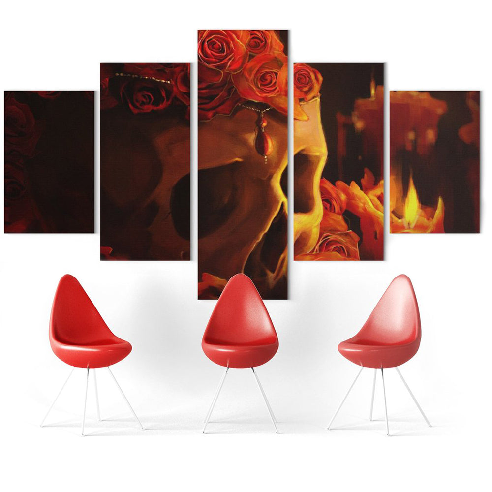 Dödskalletavla Röda Rosor