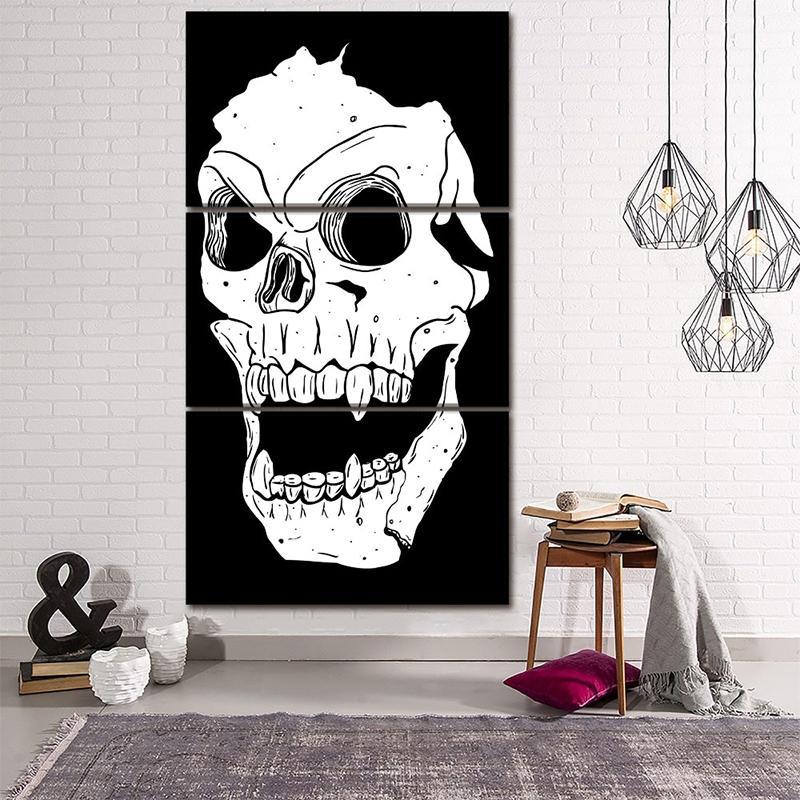 3-Delad Dödskalle Tavla