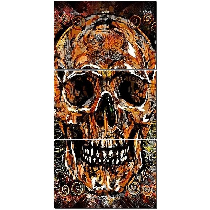 3-Delad Tavla Konstnärlig Dödskalle